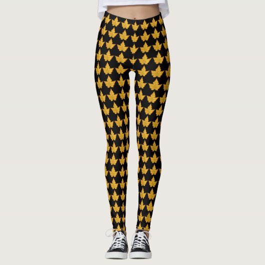Canada Leggings Yellow Canada Maple Leaf Pants (Voorkant)