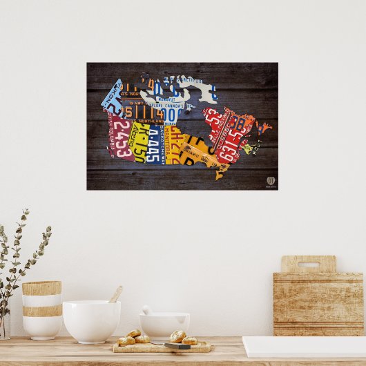 Canada License Bord Map Recycled Art Print (Keuken)