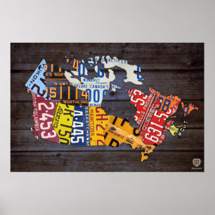 Canada License Bord Map Recycled Art Print