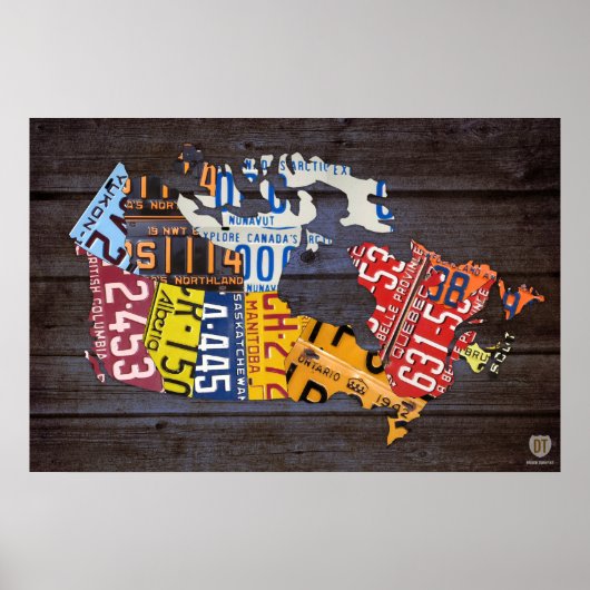 Canada License Bord Map Recycled Art Print (Voorkant)