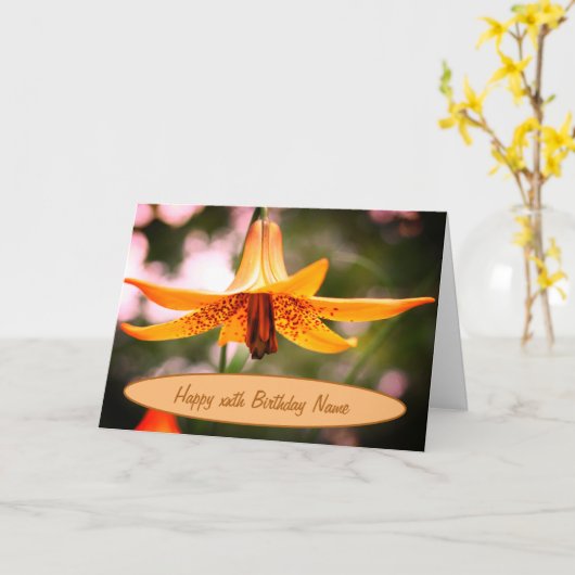 Canada Lily Flower Personalized Birthday Kaart (Gele Bloem)