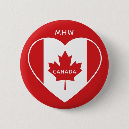 Canada Love Custom Monogram button (Voorkant)