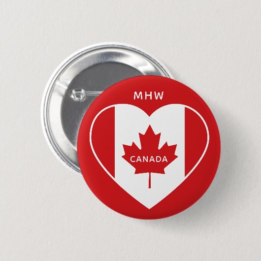 Canada Love Custom Monogram button (Voorkant /achterkant)