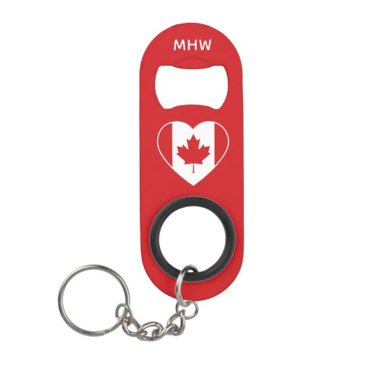 Canada Love custom monogram fles opener Sleutelhanger Flessenopener (Voorkant)