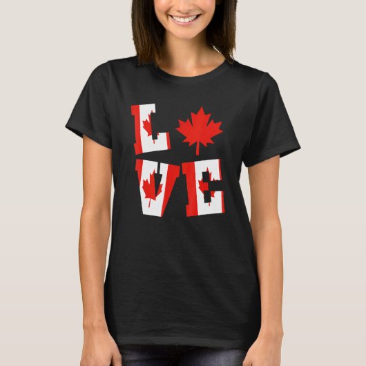 Canada Love Maple Leaf Patriotic Canadian Flag T-shirt (Voorkant)