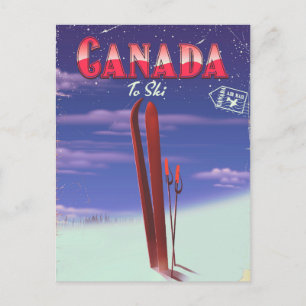 Canada Luchtpost naar ski ansichtkaart illustratie Briefkaart