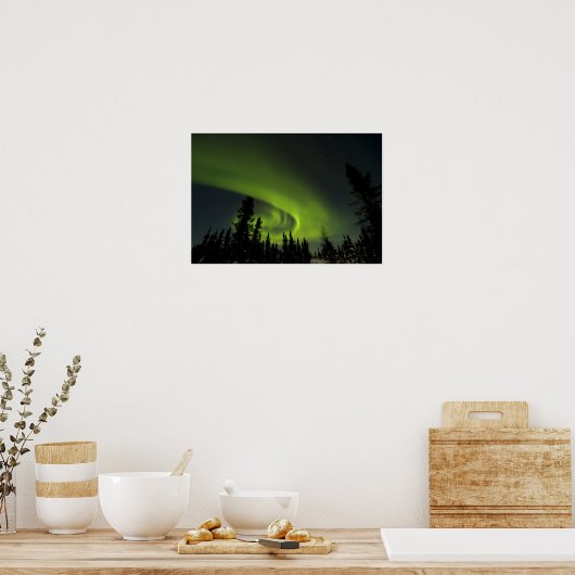 Canada, Manitoba. Uitzicht van aurora borealis en Poster (Keuken)
