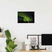 Canada, Manitoba. Zicht op aurora borealis en Poster (Thuiskantoor)