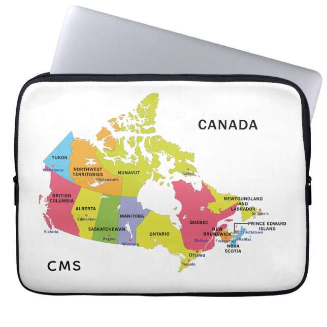 Canada Map aangepaste monogram laptophoezen Laptop Sleeve (Voorkant)