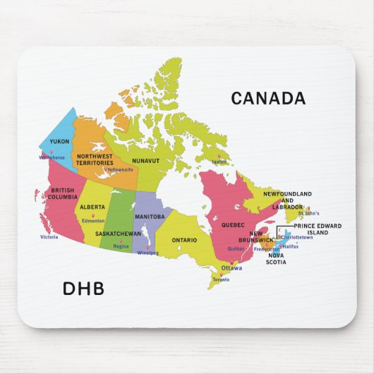Canada Map custom monogram mousepad Muismat (Voorkant)