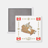 Canada Map + Flags Magnet (Voorkant / Achterkant)