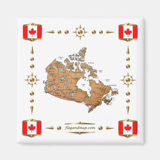 Canada Map + Flags Magnet (Voorkant)