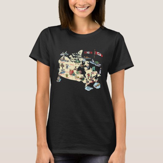 Canada map major cities Tourist Destinations attra T-shirt (Voorkant)