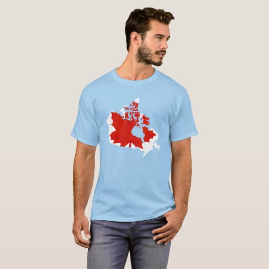 Canada Map Maple Leaf Graphic Blue Tee T-shirt (Voorkant volledig)