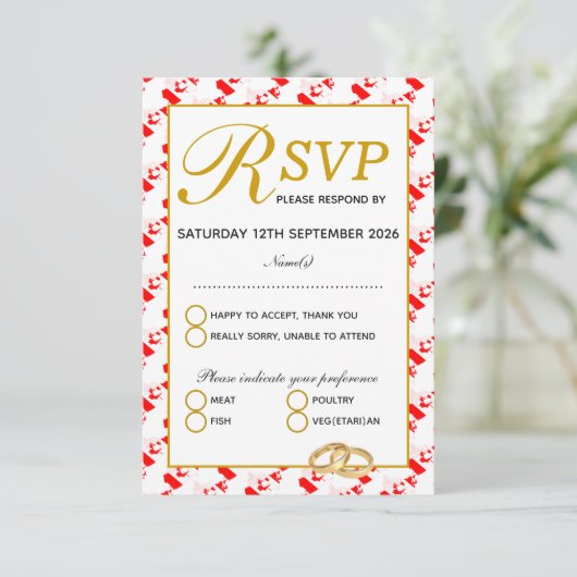 CANADA MAPLE Christelijk Wedding RSVP Response Kaa (Staand voorkant)