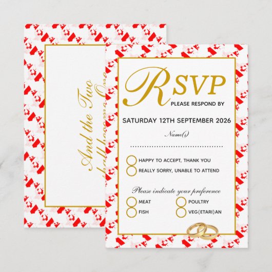 CANADA MAPLE Christelijk Wedding RSVP Response Kaa (Voorkant / Achterkant)
