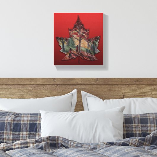 Canada Maple Leaf Art Prints - Canvas (Insitu (Slaapkamer))