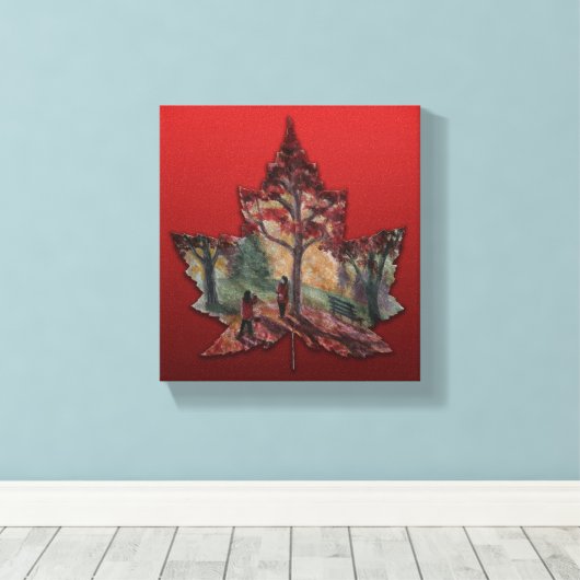 Canada Maple Leaf Art Prints - Canvas (Insitu (Houten vloer))