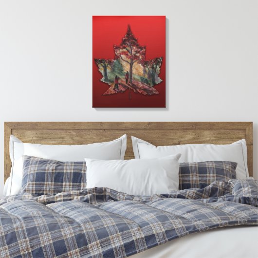 Canada Maple Leaf Art Prints - Canvas (Insitu (Slaapkamer))