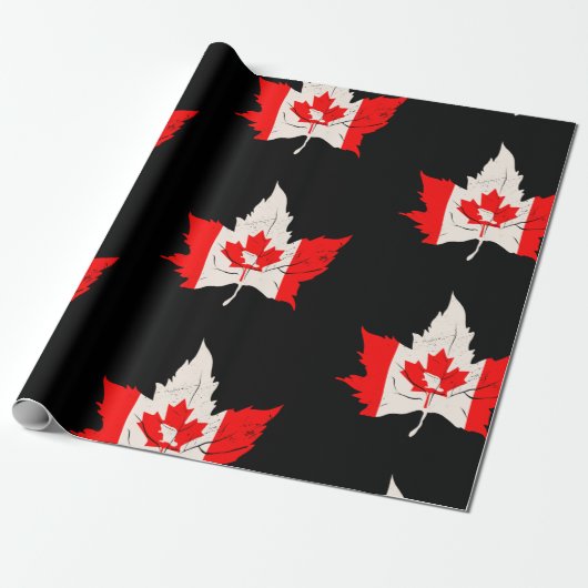 canada maple leaf beaver canadiaans cadeaupapier (Uitgerold)