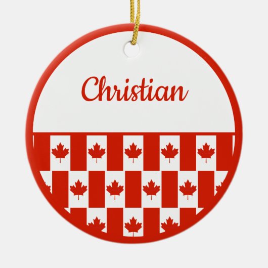 Canada Maple Leaf Canadian Flag Pattern Kerstmis Keramisch Ornament (Voorkant)