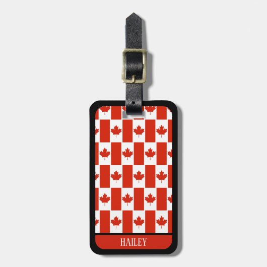 Canada Maple Leaf Canadian Flag Pattern Name Bagagelabel (Voorkant verticaal)