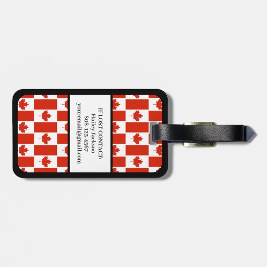 Canada Maple Leaf Canadian Flag Pattern Name Bagagelabel (Achterkant horizontaal)