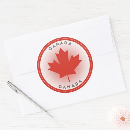 Canada Maple Leaf Circle Shape Ronde Sticker (Envelop)