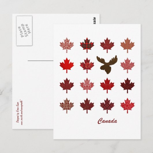 Canada Maple Leaf en Moose briefkaart (Voorkant / Achterkant)