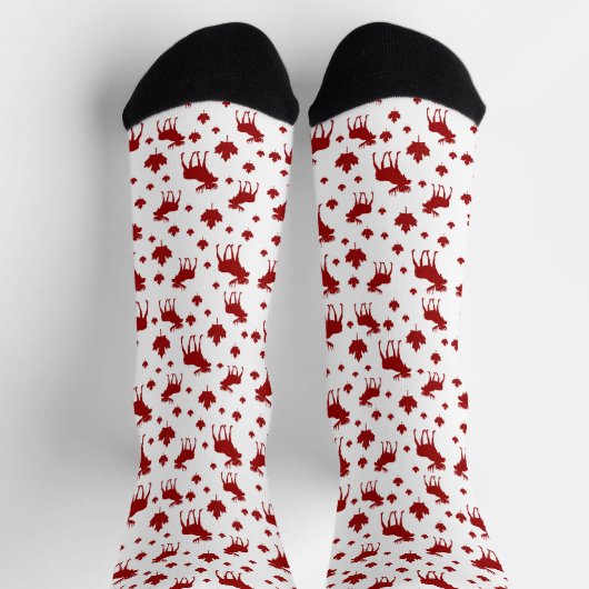Canada Maple Leaf en Moose Pattern Socks Sokken (Top)