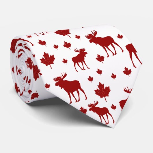 Canada Maple Leaf en Moose Pattern Stropdas (Opgerold)