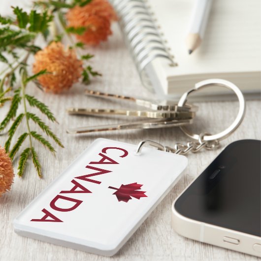 Canada Maple Leaf en Name Sleutelhanger (Voorkant Rechts)