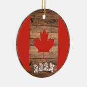 Canada Maple Leaf Flag Custom Naam- Jaar Keramisch Ornament (Rechts)
