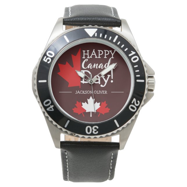 Canada Maple Leaf, Happy Canada Day, 1 juli Horloge (Voorkant)