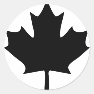 canada maple leaf icon zwart ronde sticker
