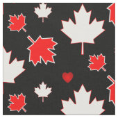 Canada Maple Leaf met harten op zwart Stof (Close Up)