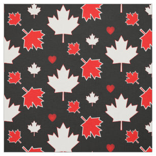 Canada Maple Leaf met harten op zwart Stof