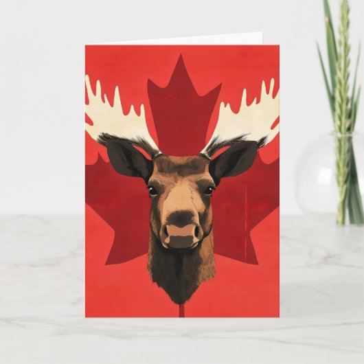Canada Maple Leaf Moose Feestdagen Kaart (Voorkant)