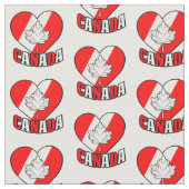 Canada Maple Leaf over Heart Red White Stof (Close Up)