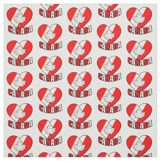 Canada Maple Leaf over Heart Red White Stof (Swatch)