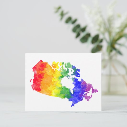 Canada Maple Leaf Rainbow Pride briefkaart (Staand voorkant)