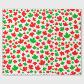 Canada Maple Leaf Red Green-kerstpatroon Cadeaupapier (Vlak)