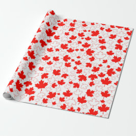 Canada Maple Leaf Red White Random Patroon Cadeaupapier