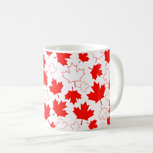 Canada Maple Leaf Red White Random Patroon Koffiemok (Voorkant rechts)