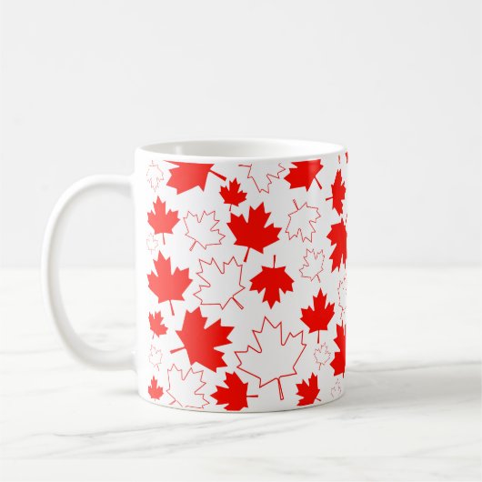 Canada Maple Leaf Red White Random Patroon Koffiemok (Links)