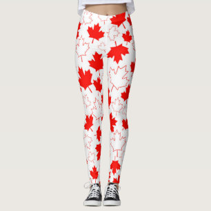 Canada Maple Leaf Red White Random Patroon Leggings