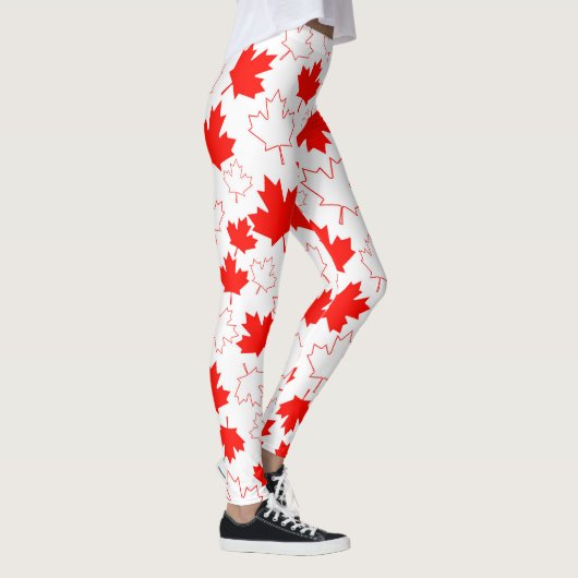 Canada Maple Leaf Red White Random Patroon Leggings (Rechts)