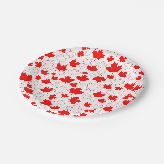 Canada Maple Leaf Red White Random Patroon Papieren Bordje (Gekanteld)