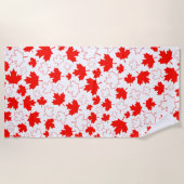 Canada Maple Leaf Red White Random Patroon Strandlaken (Voorkant)
