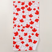 Canada Maple Leaf Red White Random Patroon Strandlaken (Voorkant)